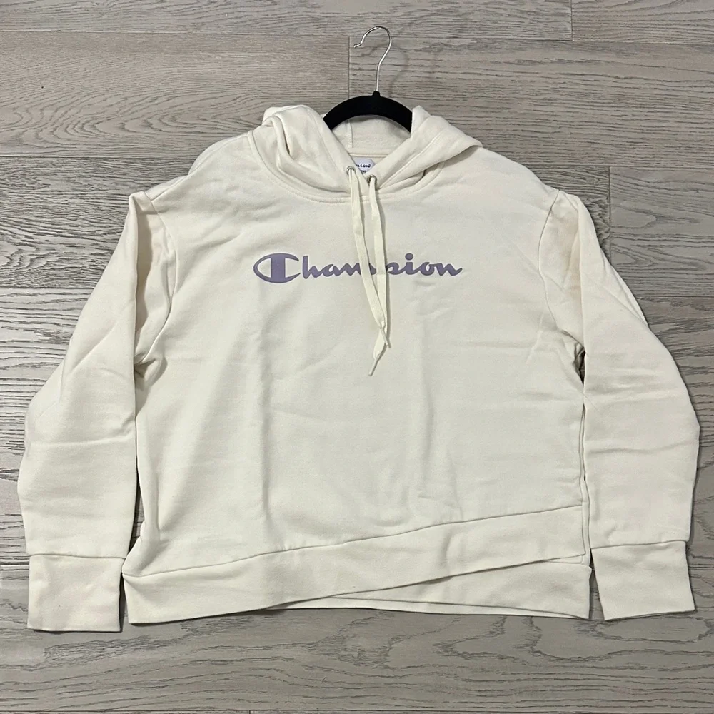 Champion Off-White Hoodie with Classic Logo - Picture 1 of 4